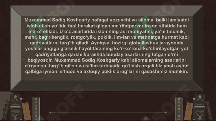 Muxammad Sodik Koshgariyning Odob as-solixin asarining tarbiyaviy axamiyati. 7