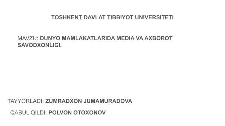 Dunyo mamlakatlarida media va axborot savodxonligi taraqqiyoti 1