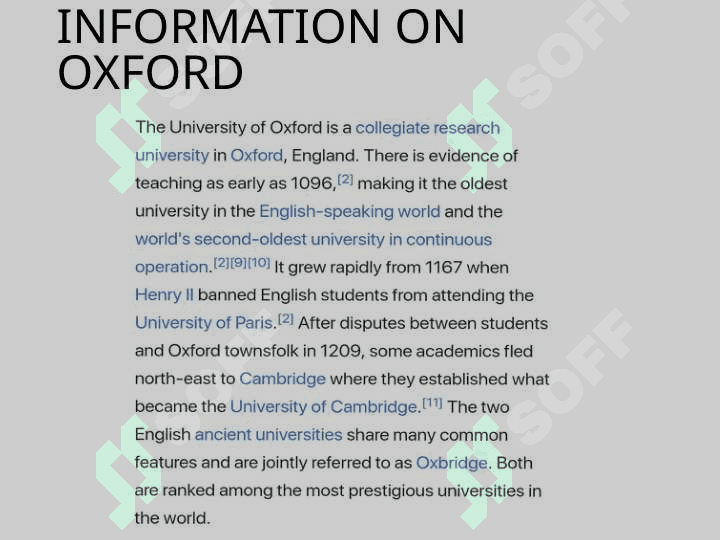 Oxford University. 3