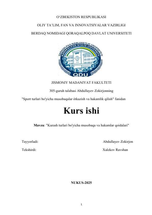 Kurash turlari bo'yicha musobaqa va hakamlar qoidalari"
