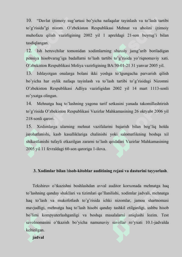 PERSONAL AUDITINI O`TKAZISHDA  ISH JOYLARINI TASHKIL ETISH VA ISHLARNI TAQSIMLASH SAMARADORLIGINI TAHLIL QILISH 5