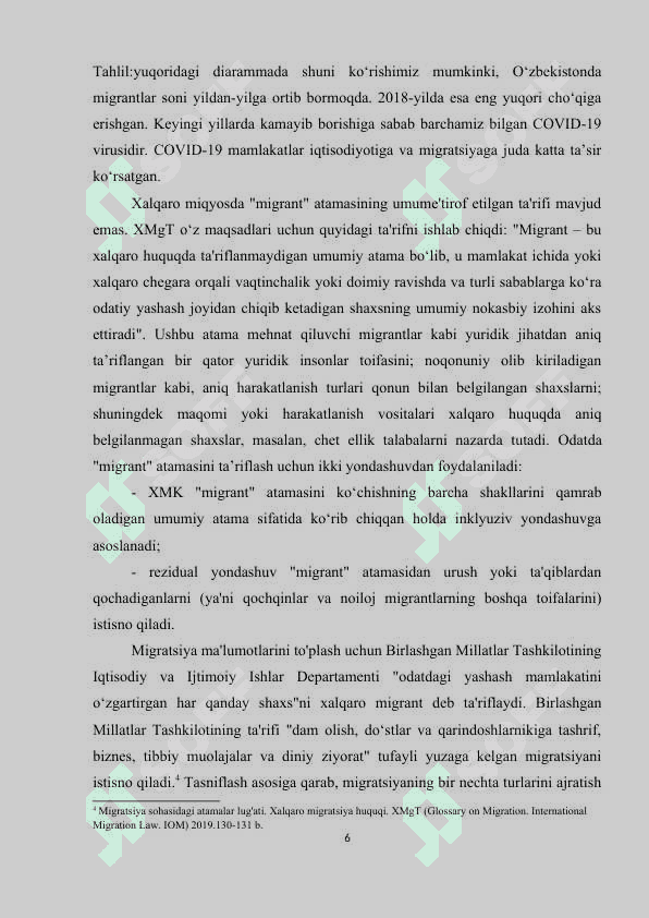 O‘zbekistonda tashqi mehnat migratsiya tizimini rivojlantirishning ijtimoiy-iqtisodiy ahamiyati. 6