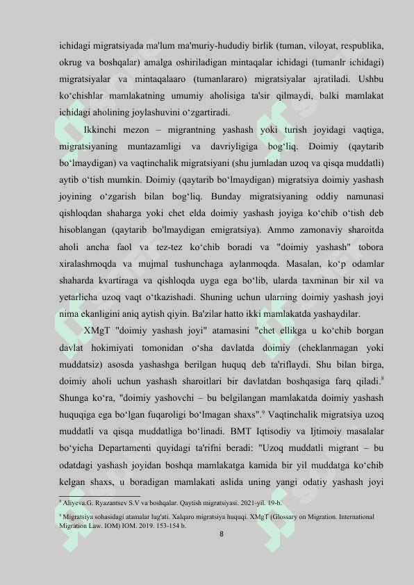 O‘zbekistonda tashqi mehnat migratsiya tizimini rivojlantirishning ijtimoiy-iqtisodiy ahamiyati. 8