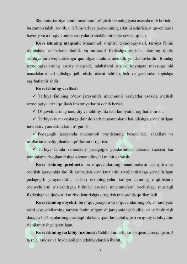 TARBIYA FANINI O‘QITISHDA MUAMMOLI O‘QITISH TEXNOLOGIYALARI 3