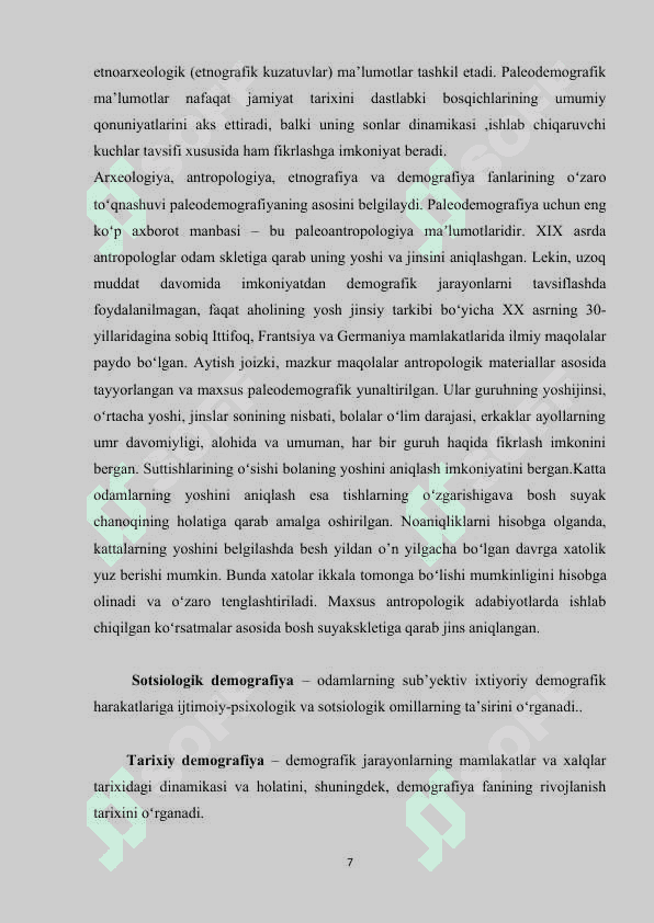O‘ZBEKISTONDA DEMOGRAFIK RIVOJLANISHNING MINTAQAVIY XUSUSIYATLARI. 7
