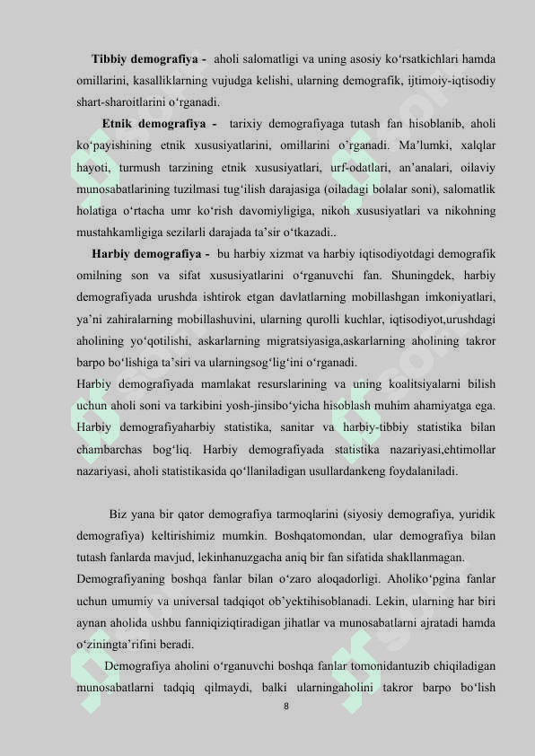 O‘ZBEKISTONDA DEMOGRAFIK RIVOJLANISHNING MINTAQAVIY XUSUSIYATLARI. 8