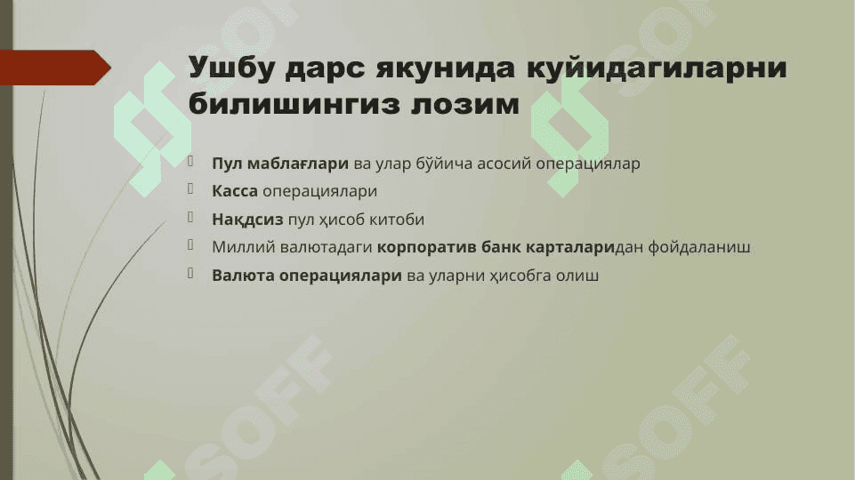 Пул маблағлари ҳисоби ва валюта операциялари 2
