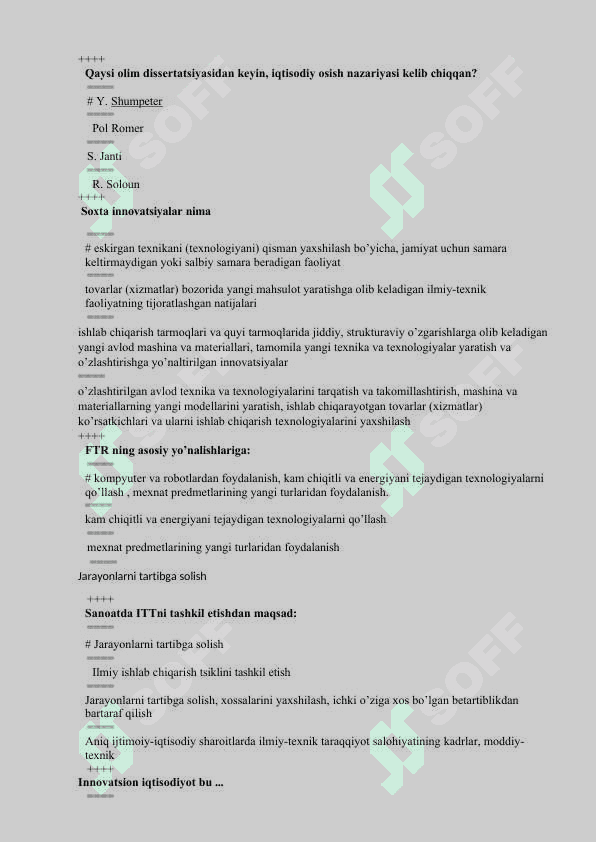 Innovatsion iqtisodiyot  fanidan Yakuniy nazorat test savollari . 3