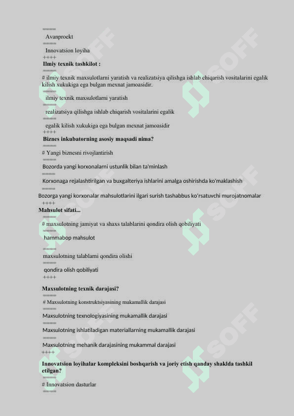 Innovatsion iqtisodiyot  fanidan Yakuniy nazorat test savollari . 7