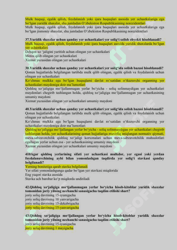 soliq testlar javoblari 6