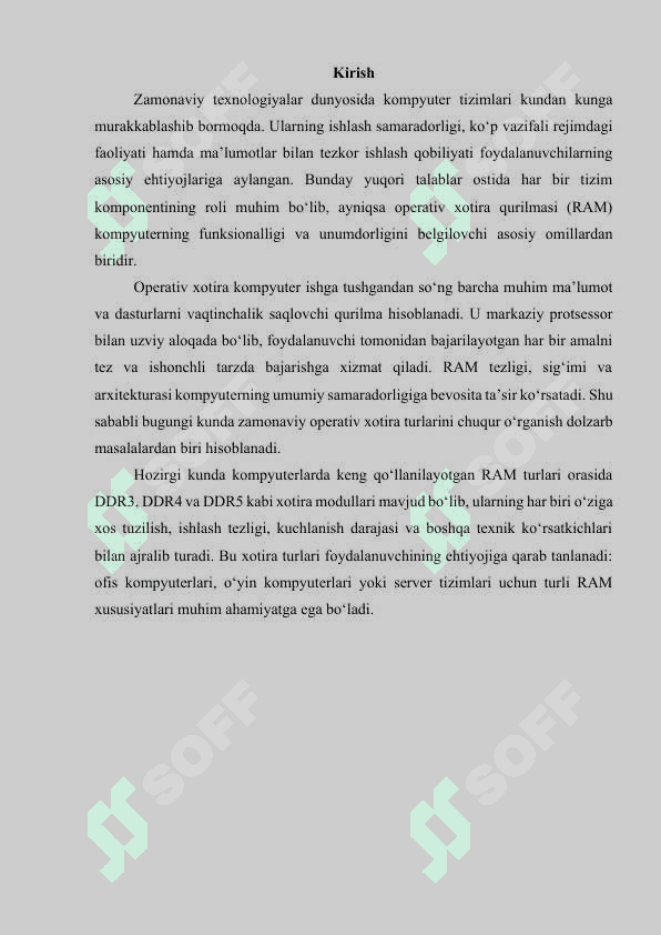 Zamonaviy kompyuterlarda ishlayotgan operativ xotira qurilmalari (ularning tuzilishi, ko‘rsatkichlari va xususiyatlari) 3