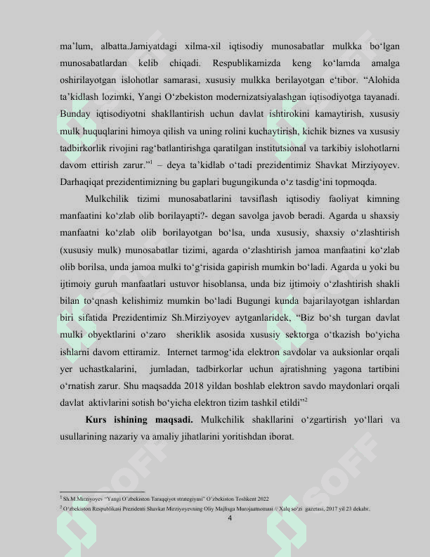 Mulkchilik munosabatlari mohiyati va ularning huquqiy-iqtisodiy jihatlari. 4