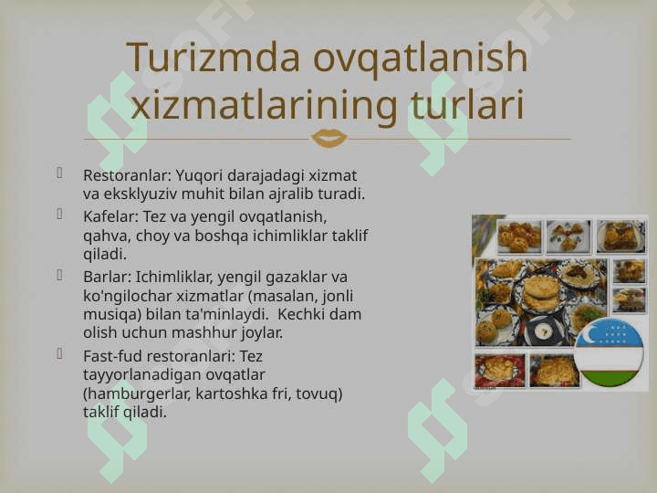 Turizmda ovqatlanish xizmatlari 4