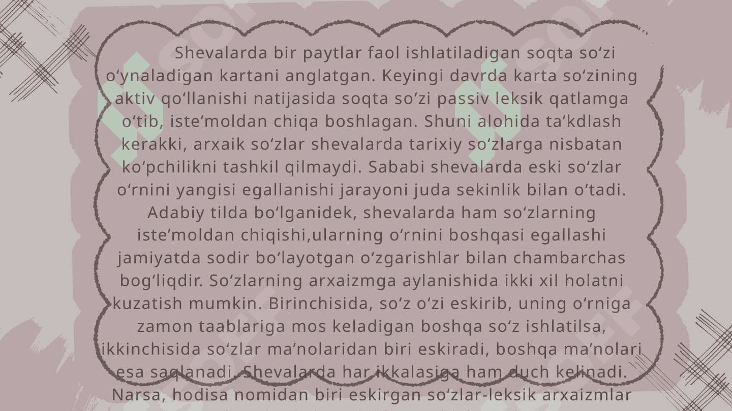 Sohaning faol va nofaol terminlari. O'zbek tilining sohada qo'llanilishi fanidan. 7