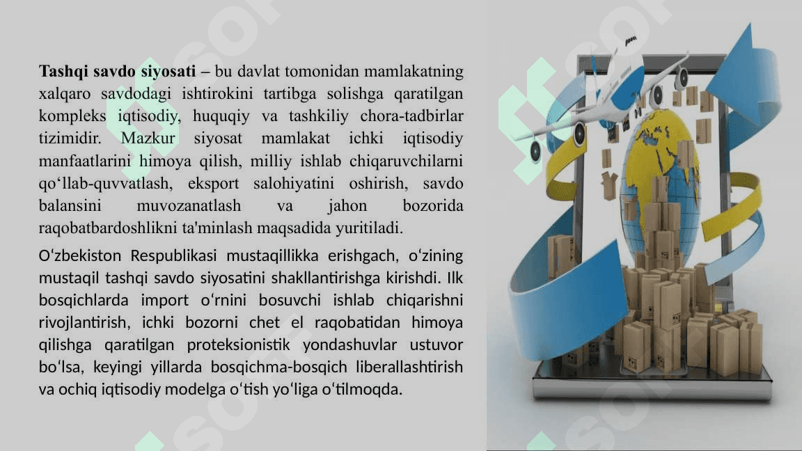 O'zbekiston Respublikasining tashqi savdo siyosati. To'lov balansi 3
