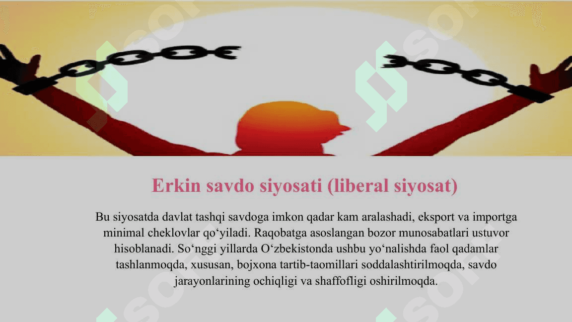O'zbekiston Respublikasining tashqi savdo siyosati. To'lov balansi 5