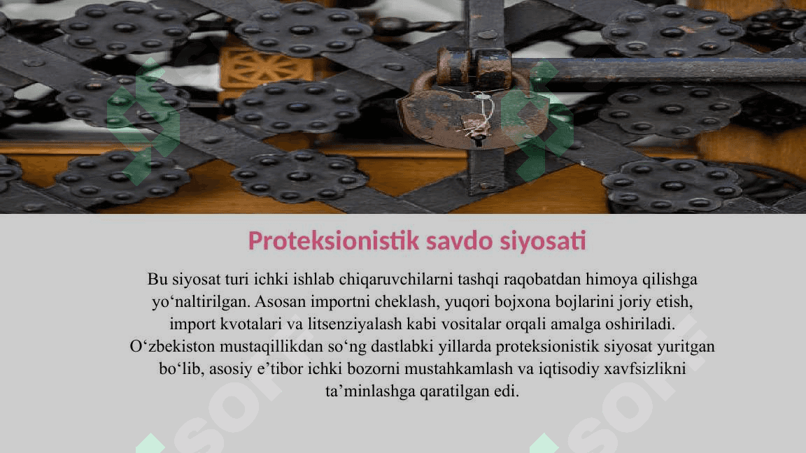 O'zbekiston Respublikasining tashqi savdo siyosati. To'lov balansi 6