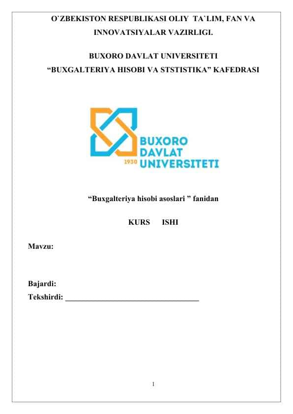 Moliyaviy hisobotni tuzish va taqdim etish. 1