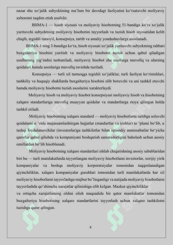 Moliyaviy hisobotni tuzish va taqdim etish. 8