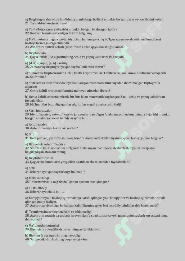 Kiberxavfsizlik fanidan 3