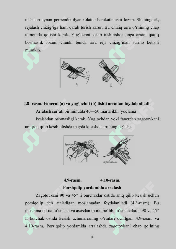 O’quvchilarga arralash va  arra turlari mavzusini o’qitish metodikasi 8