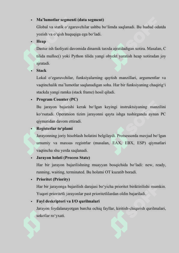 Operatsion tizim fanidan mustaqil ish 8