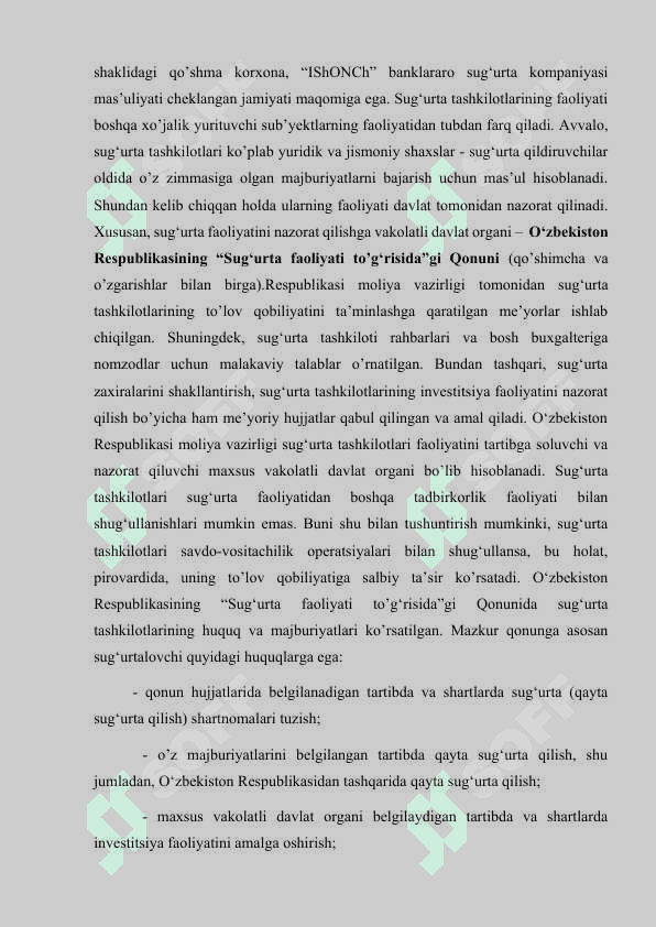 Sug‘urtaning mohiyati,zarurligi,bozor iqtisodiyoti sharoitidagi ahamiyati 8
