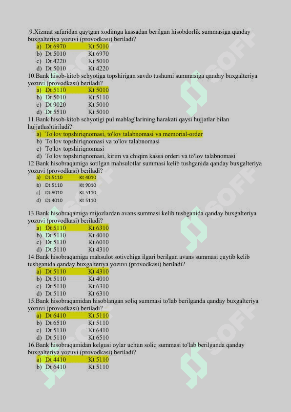 moliyaviy hisob test 2