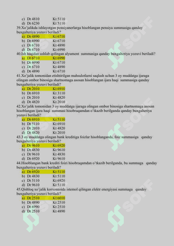 moliyaviy hisob test 6