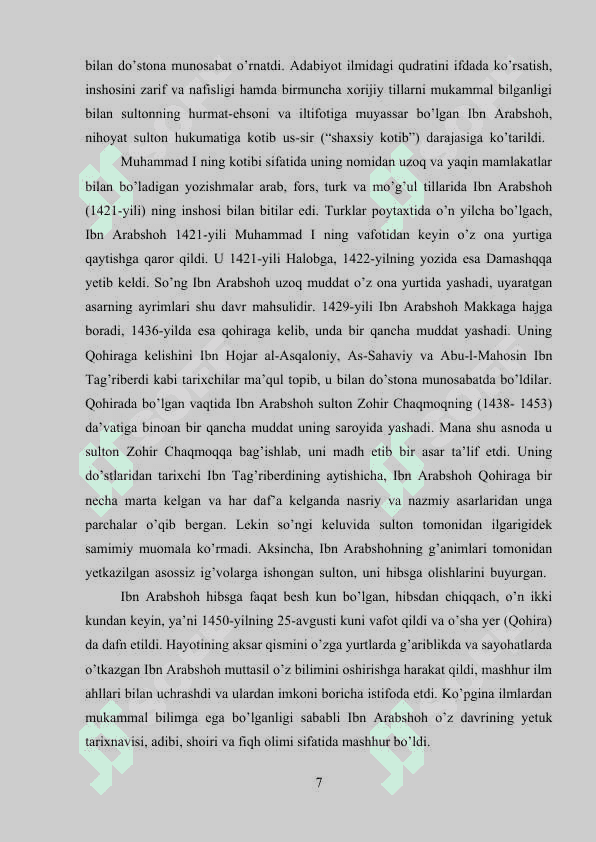 Amir Temur davridagi mashhur olimlar, buyuk allomalar kurs ishi 7