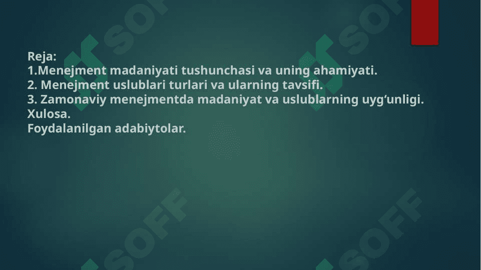 Menejment madaniyati va uslublari 2