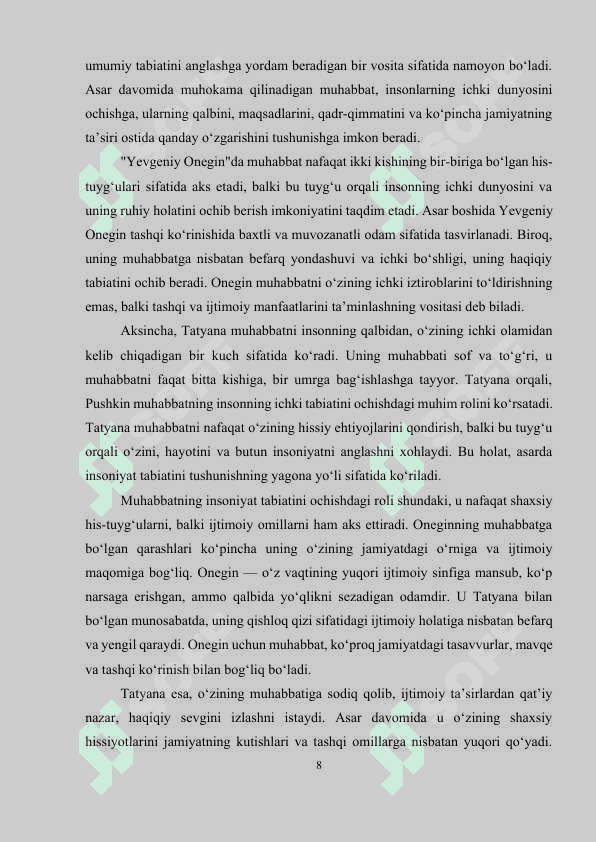Pushkinning Yevgeniy Onegin sheʼriy romani 8