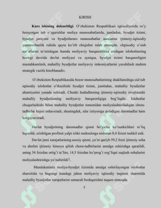 MAHALLIY BYUDJETNING RIVOJLANTIRISH STRATEGIYASI VA BUDJET SIYOSATI 2