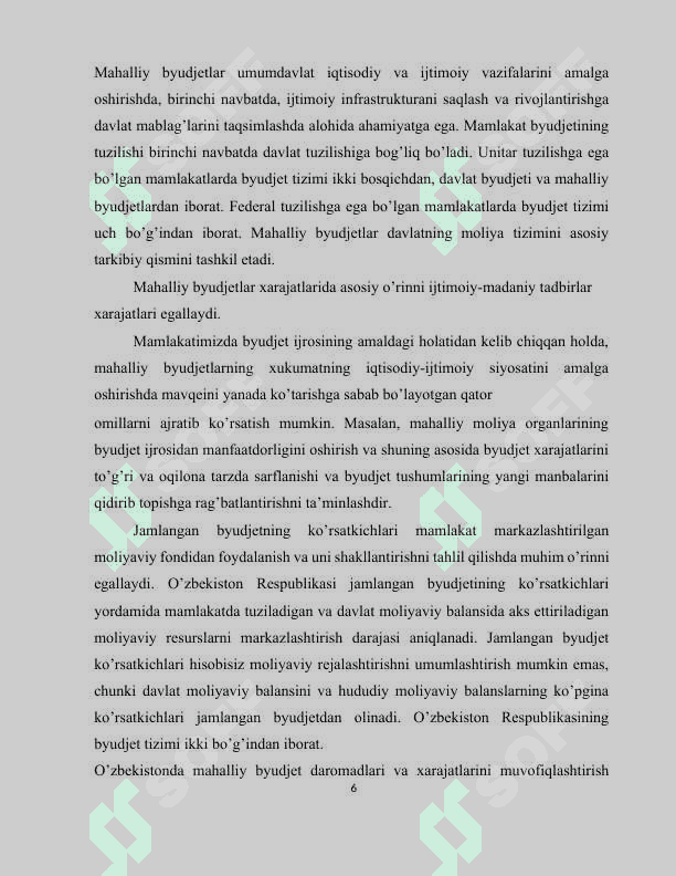 MAHALLIY BYUDJETNING RIVOJLANTIRISH STRATEGIYASI VA BUDJET SIYOSATI 6