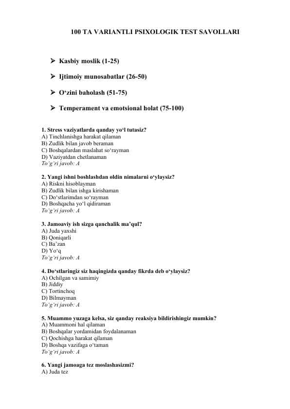 Psixologiya testlari 1