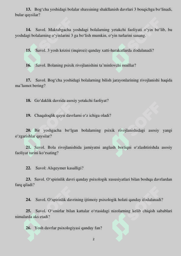 300 ta eng muhim Psixologik savollar! 2