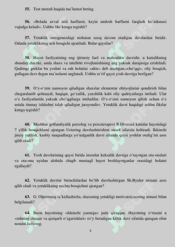 300 ta eng muhim Psixologik savollar! 5