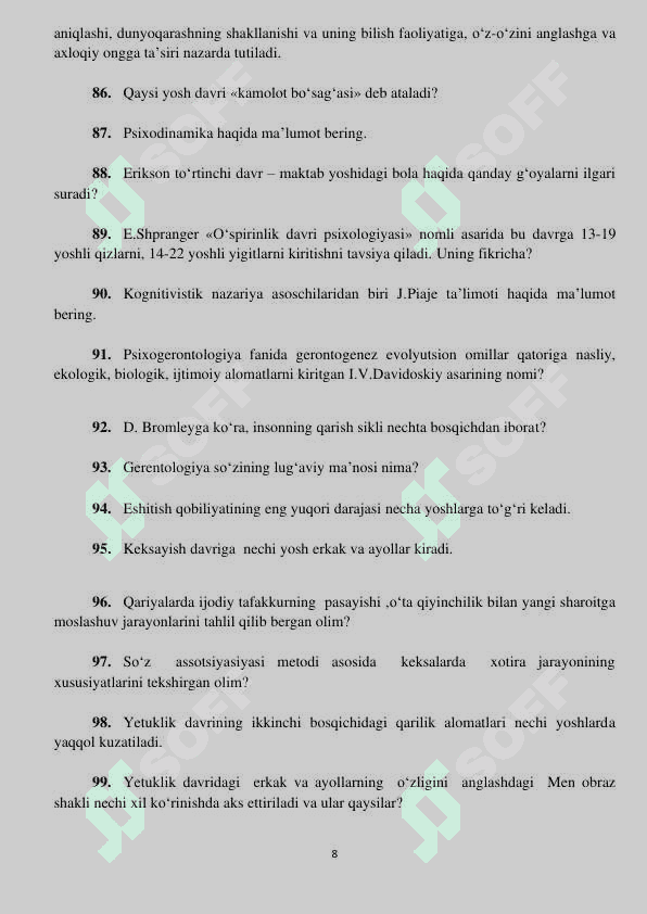 300 ta eng muhim Psixologik savollar! 8