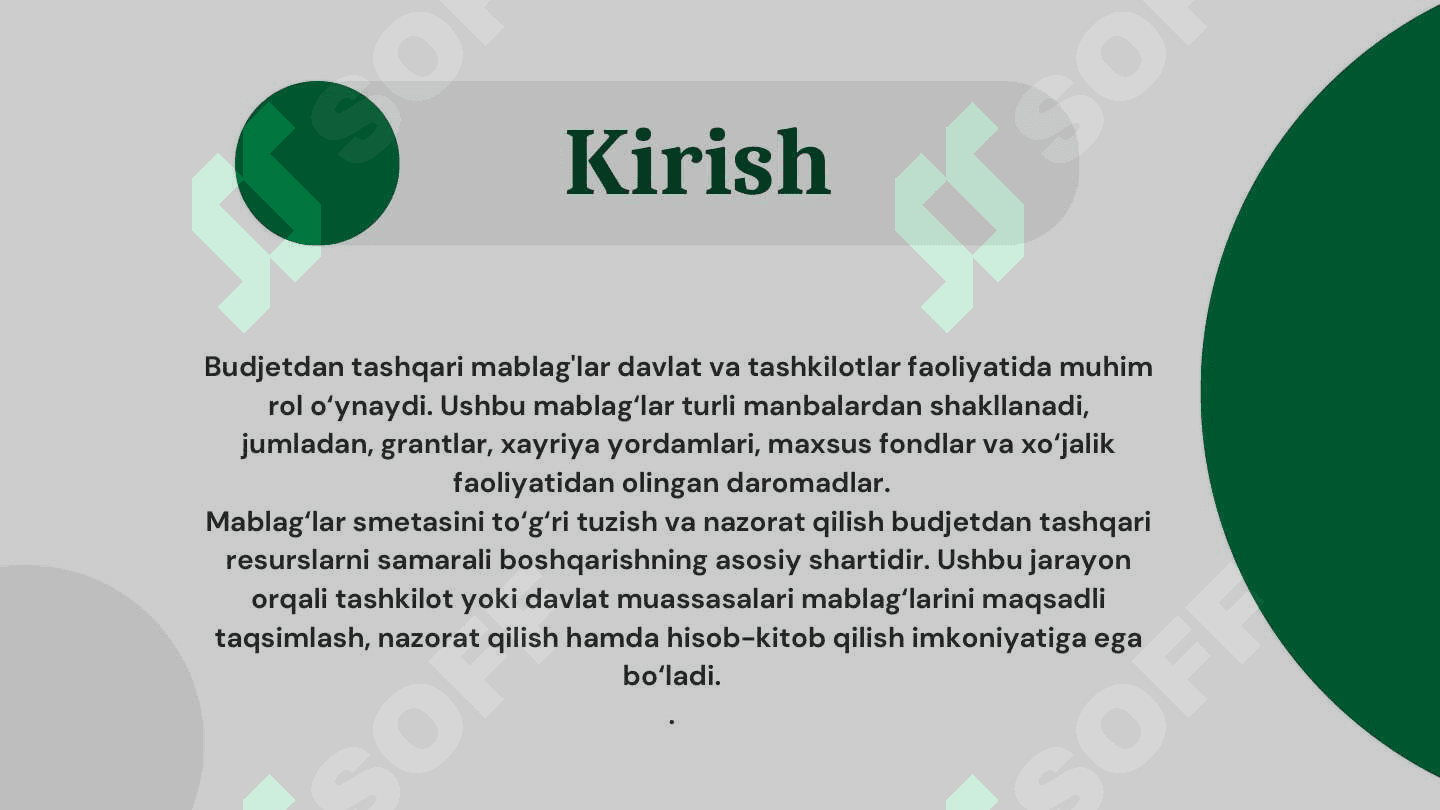 Budjetdan tashqari mablag'lar bo'yicha daromadlar va xarajatlar smetasini tuzish hamda ular ijrosi hisobi Budjetdan tashqari mablag'lar bo'yicha daromadlar va xarajatlar smetasini tuzish hamda ular ijrosi hisobi 3
