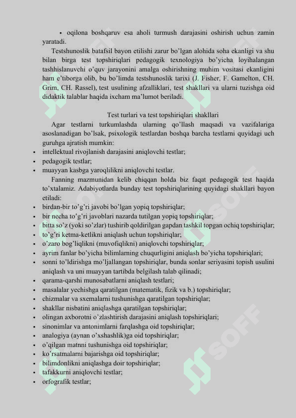 TEST ASOSAN O'QUVCHILAR BILIMINI NAZORAT  QILISH 3