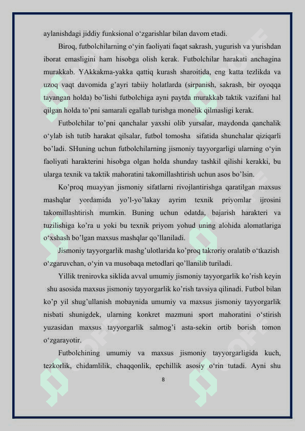 FUTBOLCHILARNI CHIDAMKORLIK SIFATLARINI TARBIYALASH USULLARI. 8