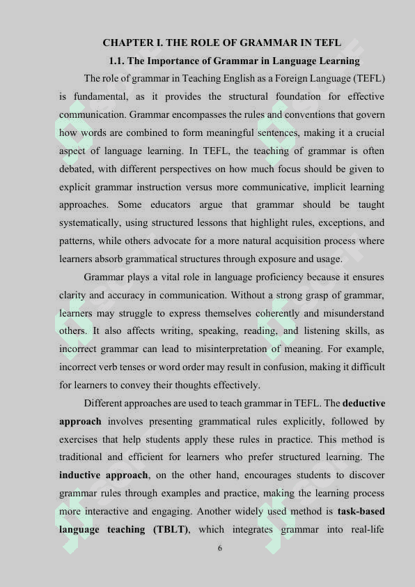 THE ROLE OF GRAMMAR AND ERROR CORRECTION IN TEFL 6