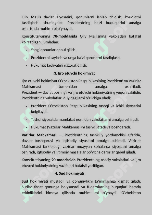 O‘zbekiston   Konstitutsiyasida  hokimiyatning  bo‘linish tamoyili. 8