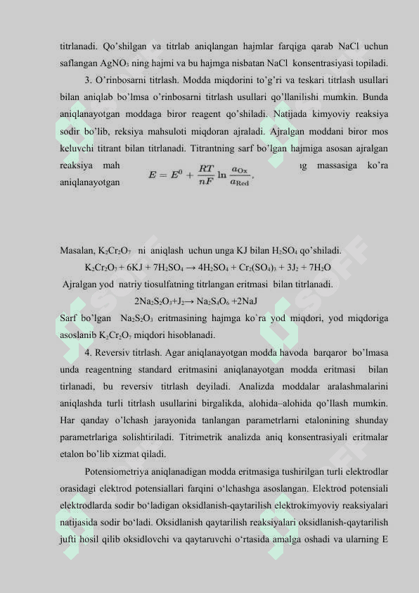 Titrlash usullari 7