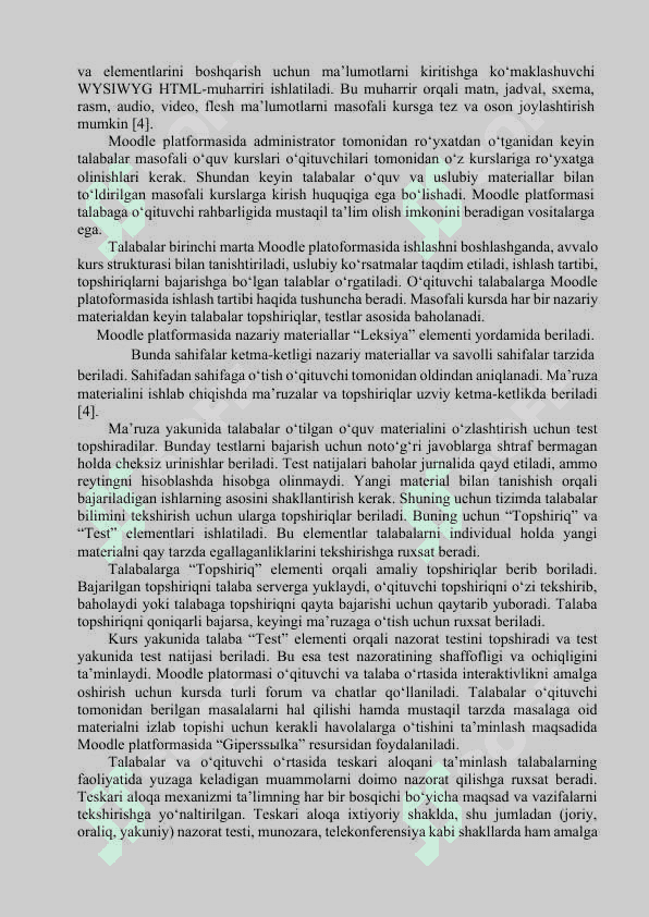 Moodle tizimida o'quv materiallarini joylashtirish 4