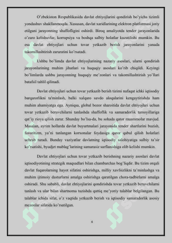 Davlat ehtiyojlari uchun tovarlar yetkazib berish. 6