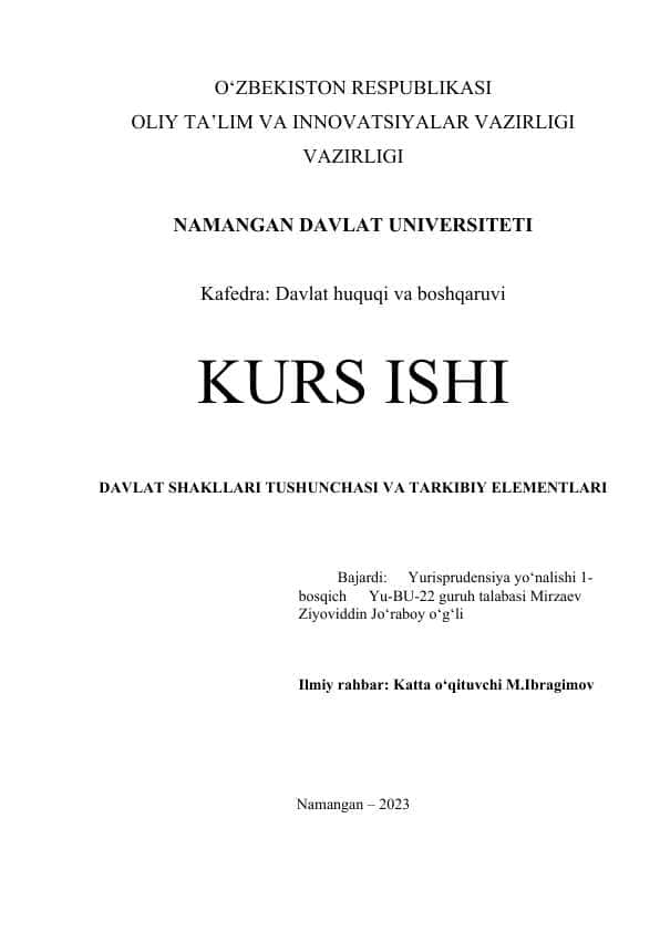 Davlat huquqi va boshqaruvi 1