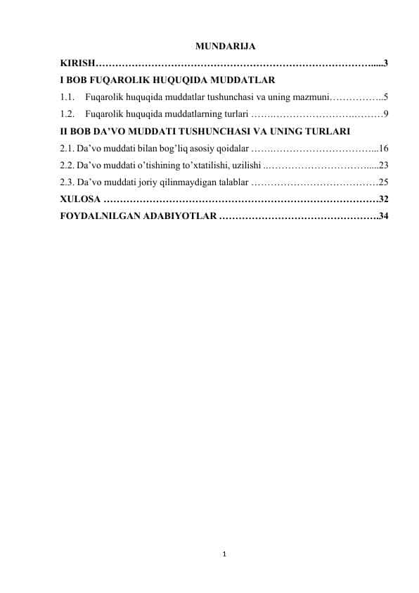 FUQAROLIK HUQUQIDA MUDDATLAR