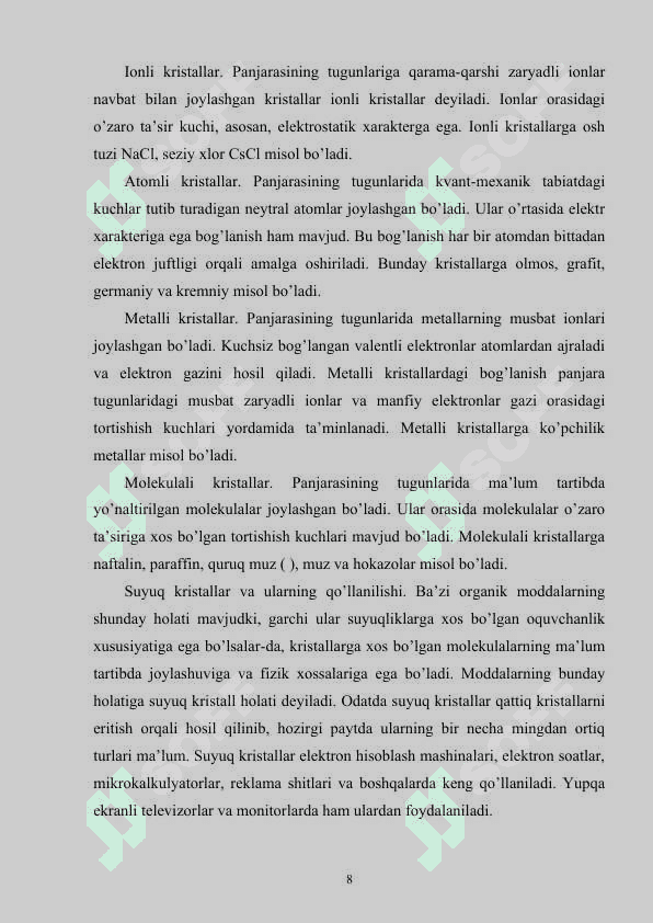 Izotrop va anizotrop kristallar va ularning qo’llanilishi 8