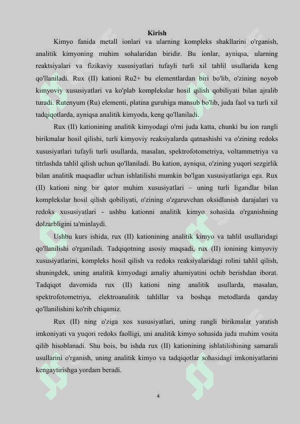 Rux (II) kationing analitik kimyosi 4